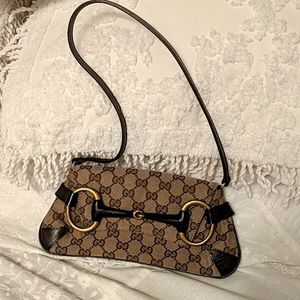 Gold detail brown shoulder bag